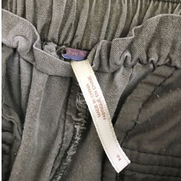 Free People Green Crop Belt Cargo Pants Size 2 Boho Excellent Condition No Flaws - Picture 6 of 11